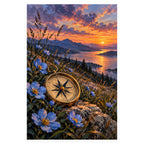 Complete original Celestial Compass Wildflowers artwork centered on a white 1:1 background with the original proportions preserved.
