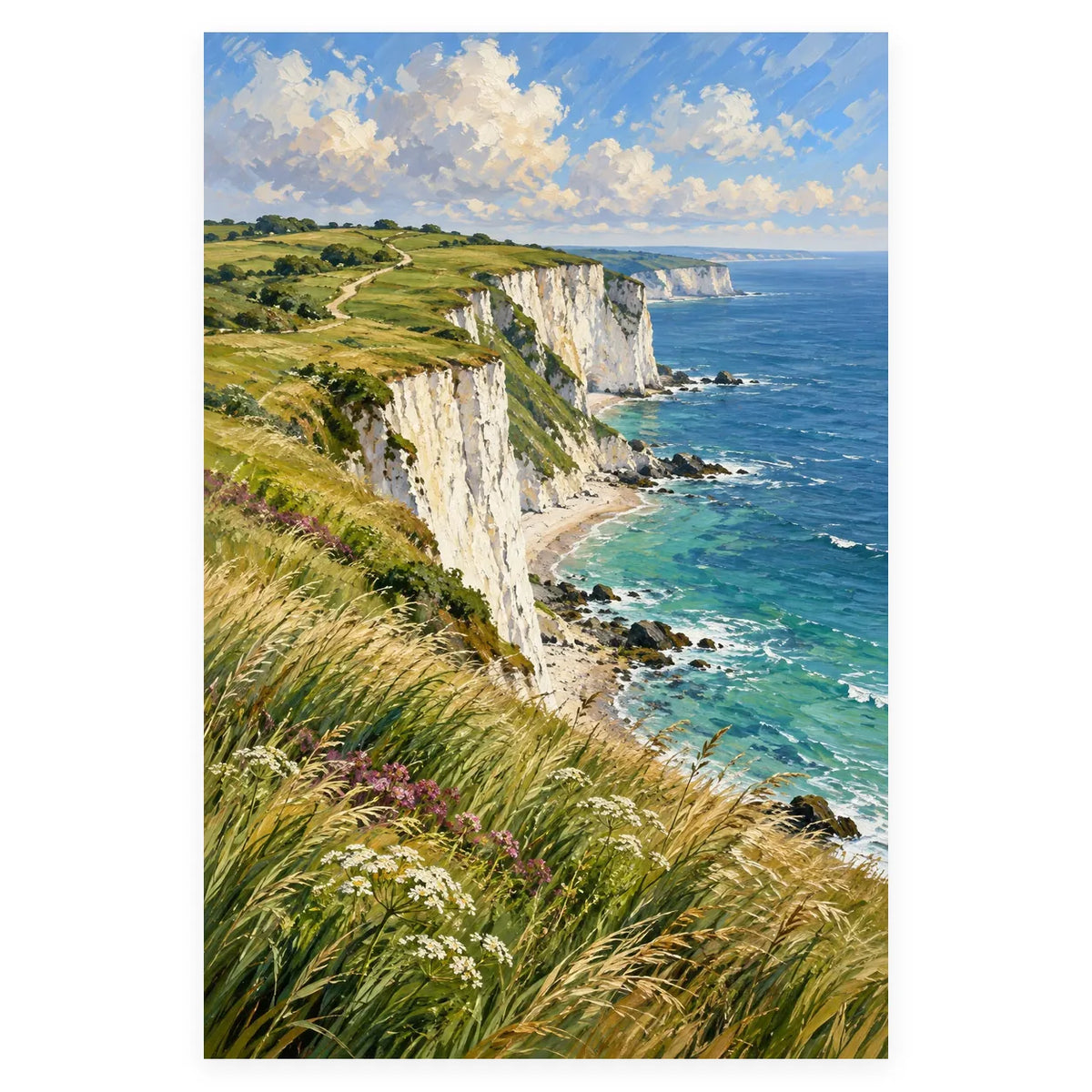 Chalk Cliffs Sea Grass completed artwork on a clean white background