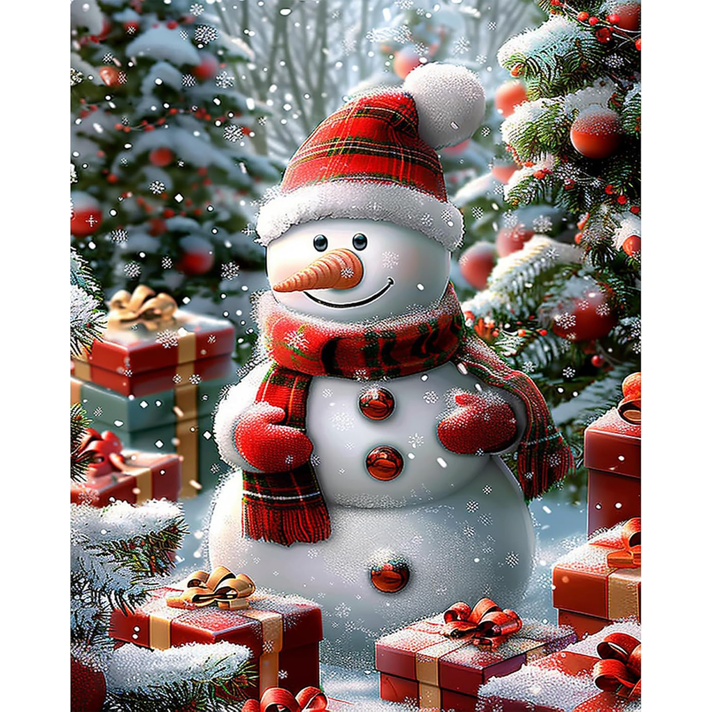 The Christmas Giftkeeper paint by numbers completed artwork on a clean white background