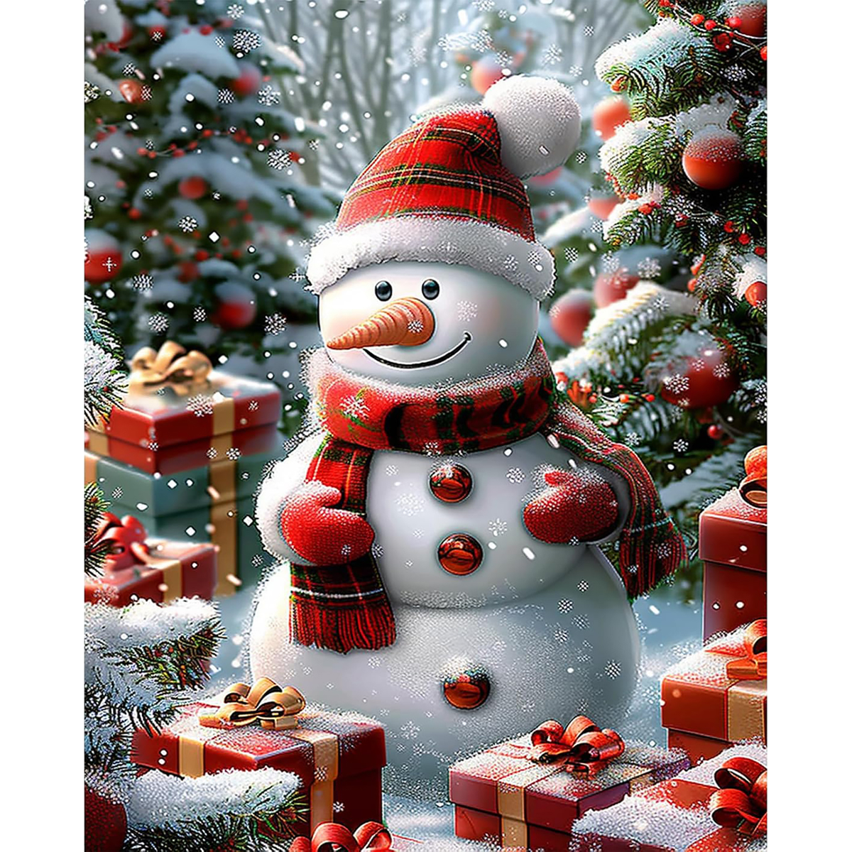 The Christmas Giftkeeper paint by numbers completed artwork on a clean white background