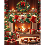 Christmas Hearth Gathering paint by numbers original artwork