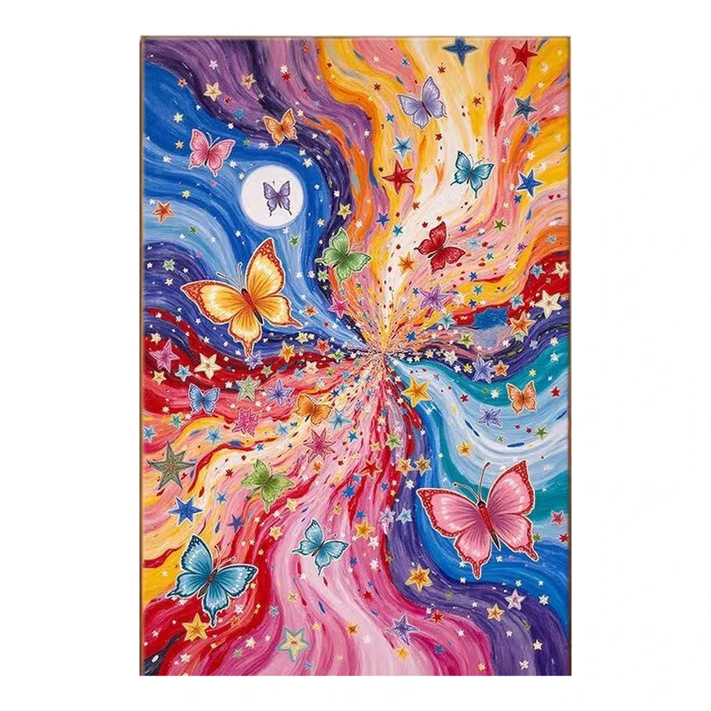 Cosmic Butterfly Nebula Galaxy completed artwork on a clean white background