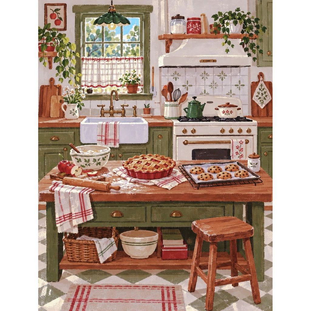 Original Cottage Apple Pie Baking Kitchen paint by numbers artwork.
