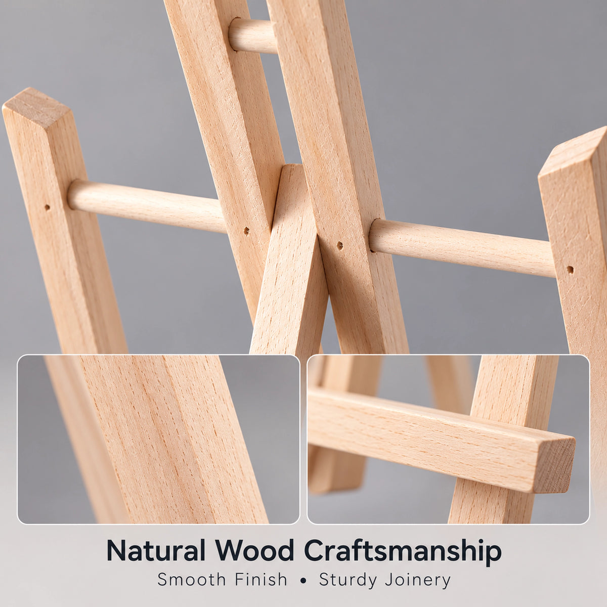 Natural wood craftsmanship and sturdy joinery details