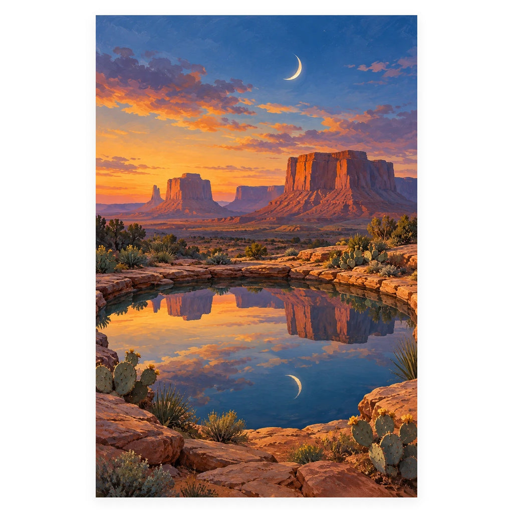 Complete original Desert Mirror Moon Pool artwork centered on a white 1:1 background with the original proportions preserved.