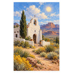 Desert Mission Bell Tower completed artwork on a clean white background