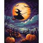 Flight of the Harvest Witch paint by numbers original artwork