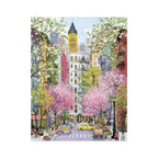 Flowering Treetop City Street completed original artwork on a clean white background