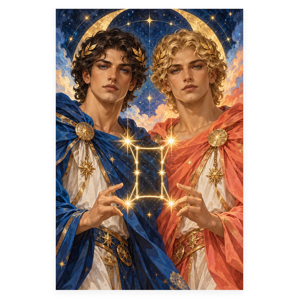 Complete original Gemini Twin Brothers Constellation artwork centered on a white 1:1 background with the original proportions preserved.