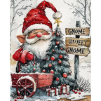 Gnome Christmas Welcome paint by numbers completed artwork on a clean white background