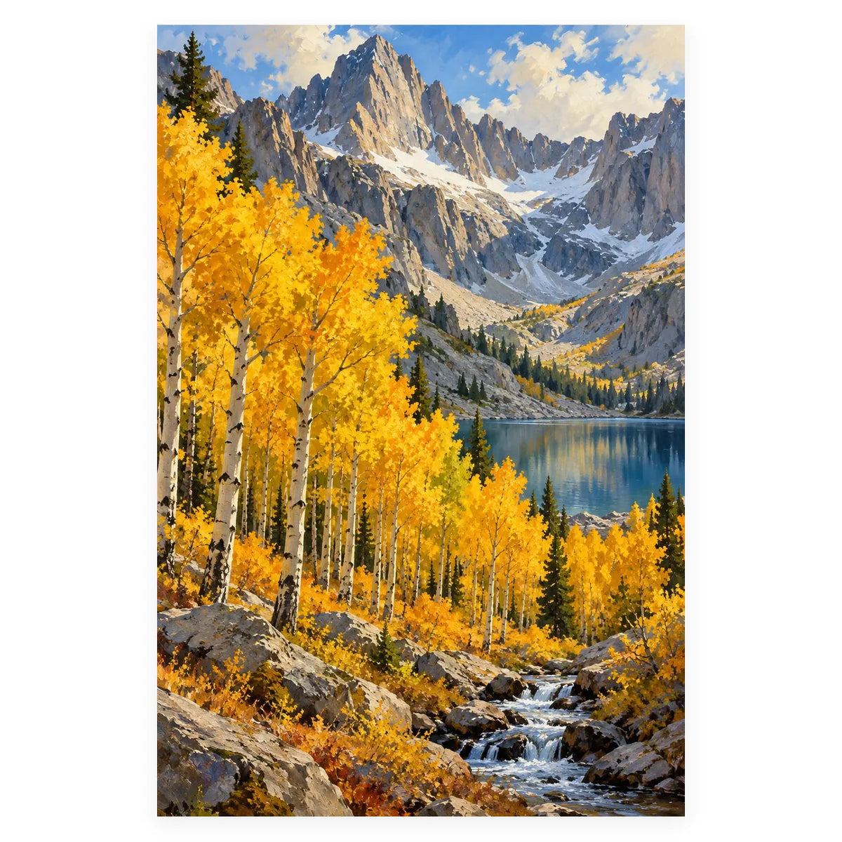 Golden Aspen Cirque completed artwork on a clean white background