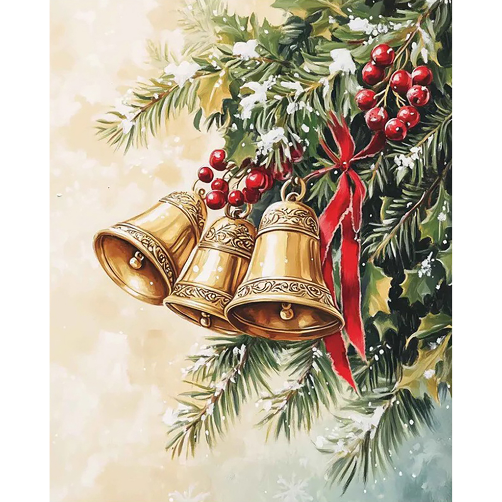 Golden Bells in Evergreen paint by numbers original artwork