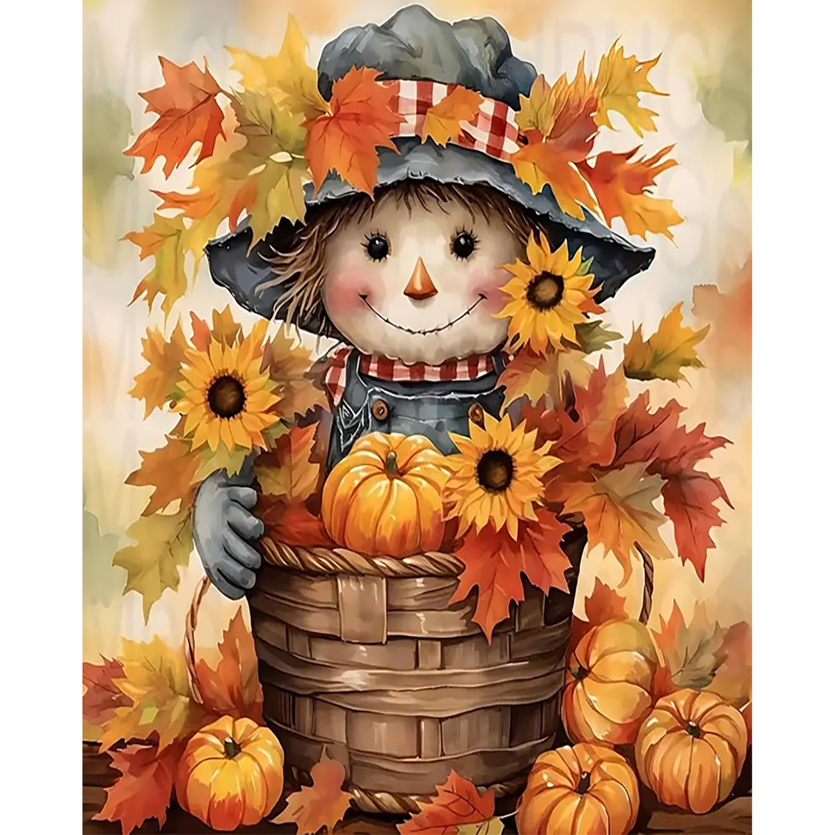 Harvest Basket Smile Gnome paint by numbers original artwork