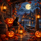 Harvest Moon Harbor paint by numbers original artwork