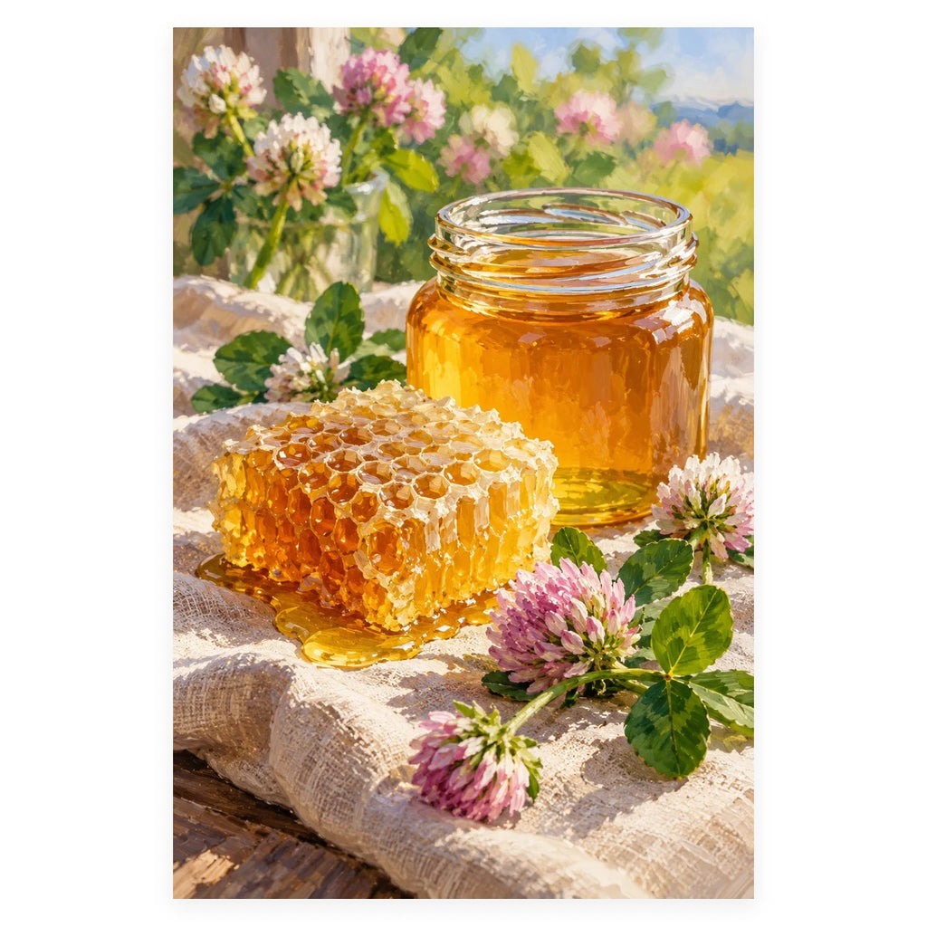 Complete original Honeycomb Jar Spring Clover artwork centered on a white background with the original proportions preserved.