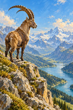 Original Ibex on an Alpine Cliff artwork for the paint by numbers kit