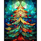 Jewel Toned Christmas Tree paint by numbers original artwork