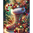 Jeweled Christmas Stocking paint by numbers original artwork