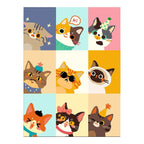 Kawaii Cat Face Collage completed original artwork on a clean white background