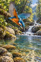 Original Kingfisher over a Clear Creek artwork for the paint by numbers kit