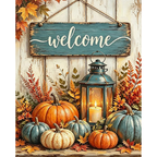 Lantern Light on an Autumn Table paint by numbers original artwork