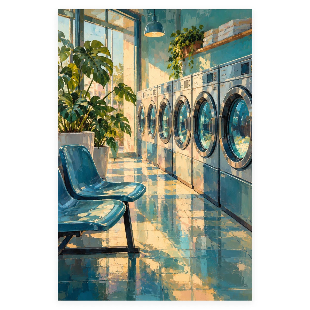 `02-laundromat-night-blue-chairs-original-white-background.webp` — Complete original Laundromat Night Blue Chairs artwork centered on a white 1:1 background with the original proportions preserved.