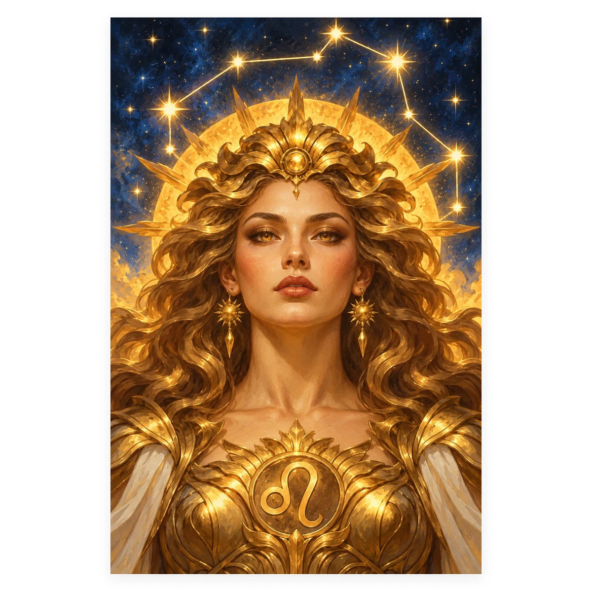 Complete original Leo Lionhearted Solar Guardian artwork centered on a white 1:1 background with the original proportions preserved.