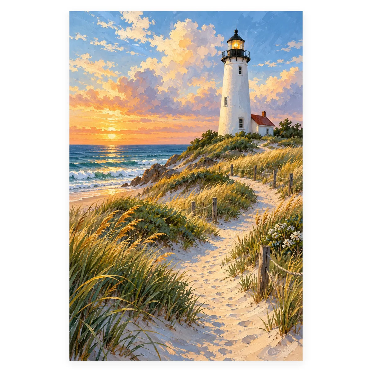 Lighthouse Dune Grass completed artwork on a clean white background