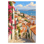 Lisbon Rooftop River View completed artwork on a clean white background