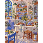 Original Mediterranean Lemon and Blue Porcelain Kitchen paint by numbers artwork