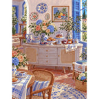 Original Mediterranean Rose and Hydrangea Sideboard paint by numbers artwork