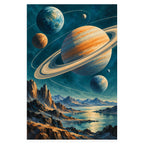 Complete original Midcentury Orbiting Planets artwork centered on a white 1:1 background with the original proportions preserved.