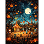 Moonlit Halloween Fair paint by numbers original artwork