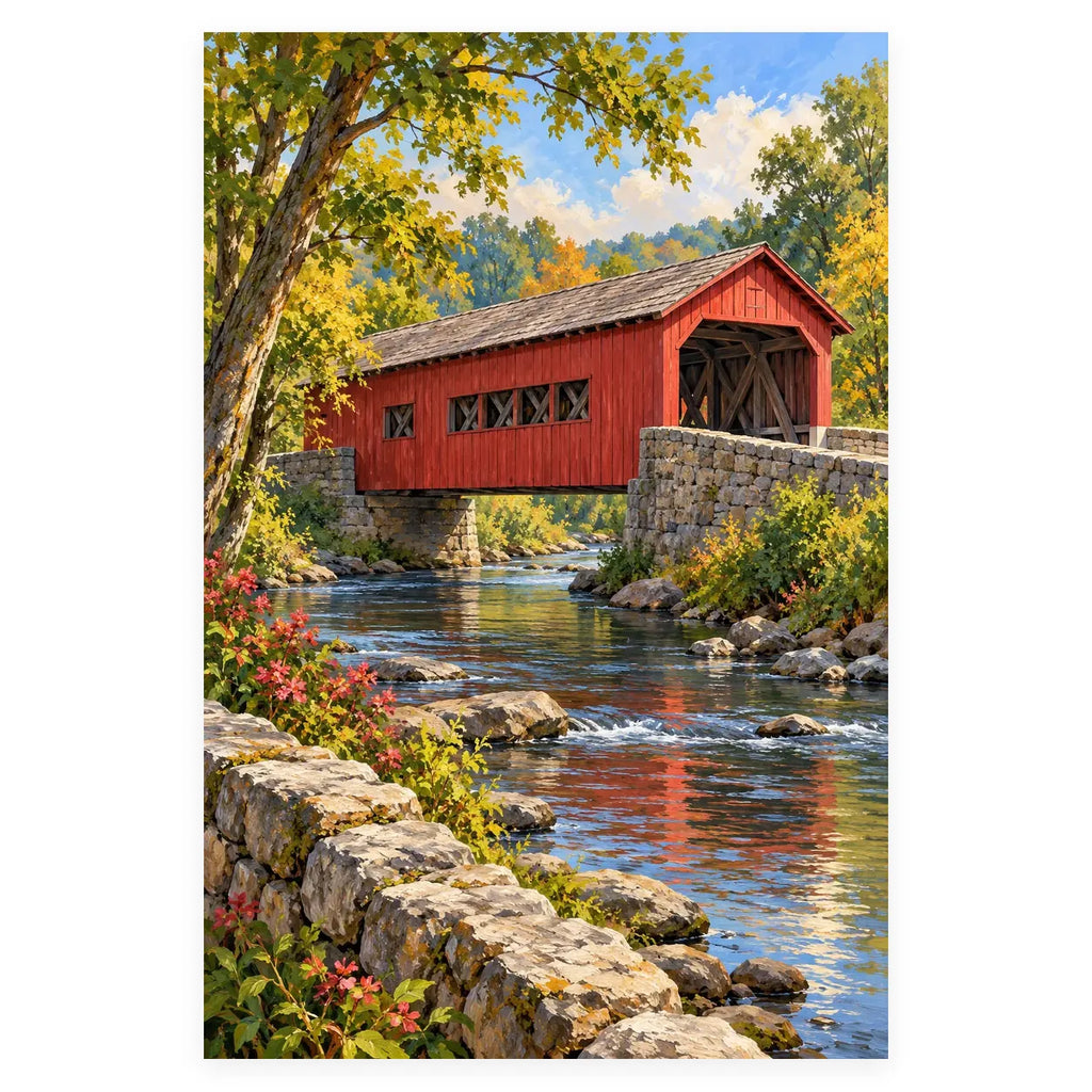 `02-new-england-covered-bridge-original-white-background.webp` — Complete original New England Covered Bridge artwork centered on a white 1:1 background, shown without cropping or stretching.