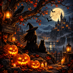 Night Watch by the Pumpkin Patch paint by numbers original artwork