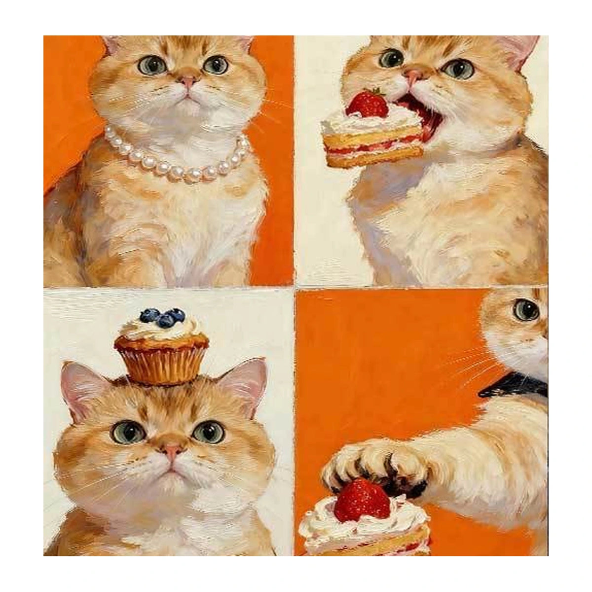 Orange Cat Four Portrait completed artwork on a clean white background