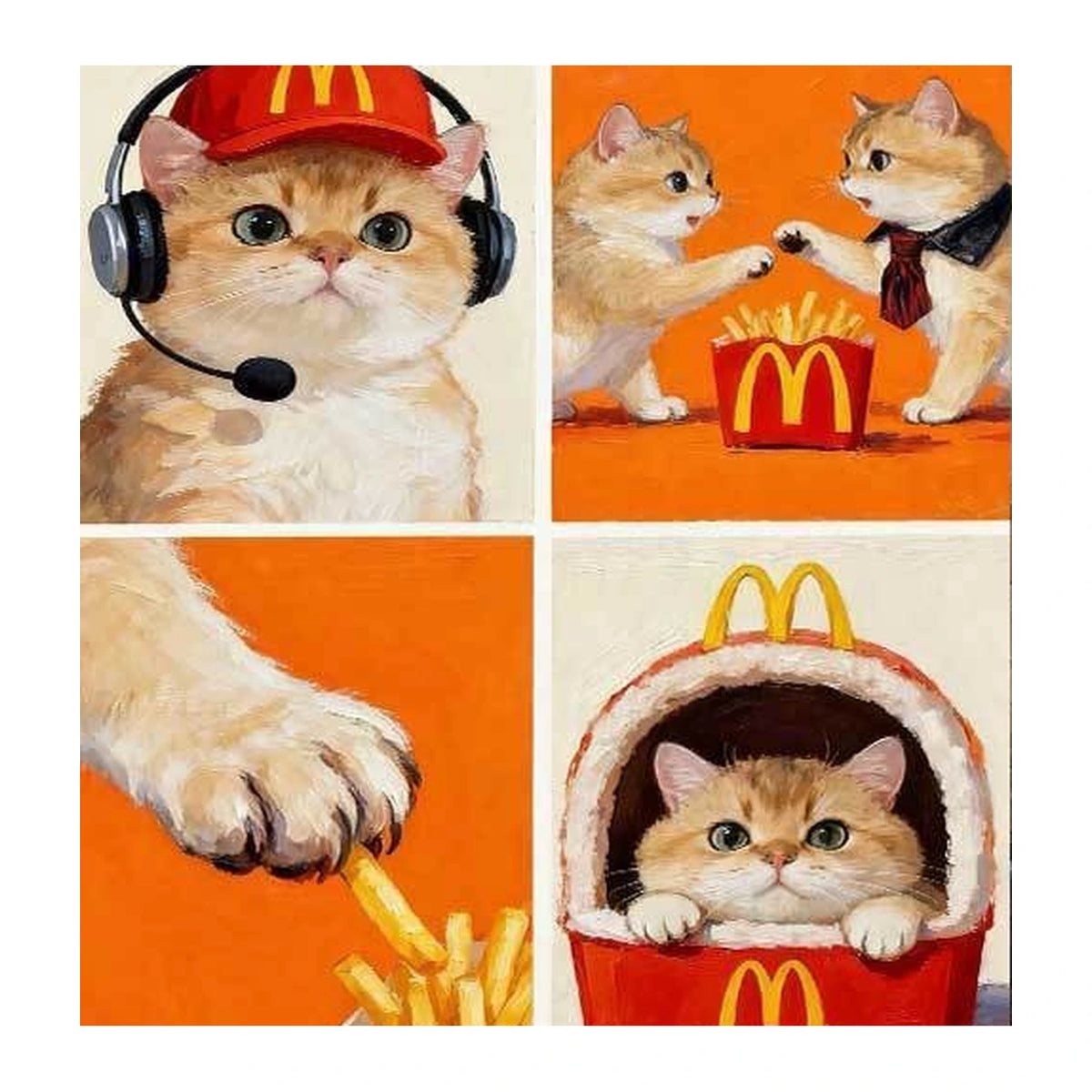 Orange Cat Playful Collage completed artwork on a clean white background