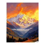Orange Sky Alpine Mountain completed original artwork on a clean white background