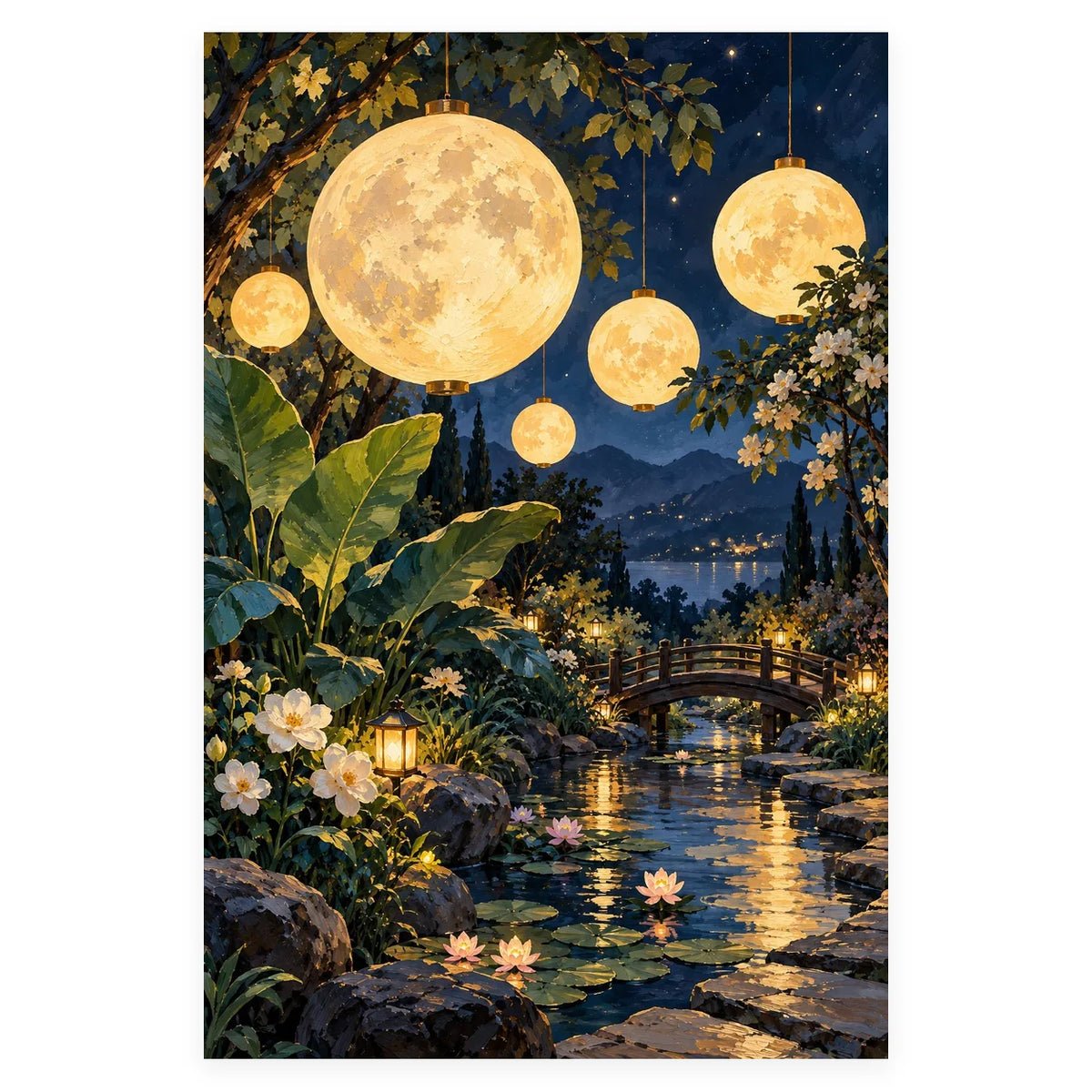 Complete original Paper Moons Indigo Garden artwork centered on a white 1:1 background with the original proportions preserved.