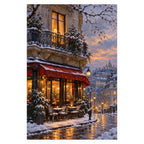 `02-paris-montmartre-winter-cafe-original-white-background.webp` — Original portrait artwork of a snowy Paris cafe balcony and illuminated Montmartre rooftops beneath a dusk sky, shown in full on a white background with its original proportions preserved.