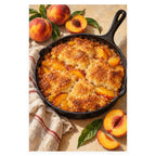 Complete original Peach Cobbler Iron Skillet artwork centered on a white background with the original proportions preserved.