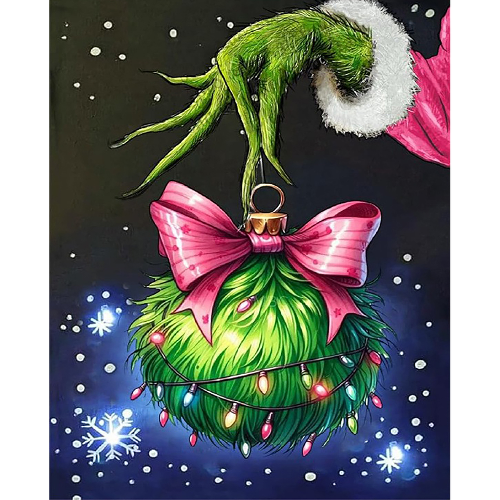 Pink Bow Christmas Ornament Character paint by numbers original artwork