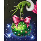 Pink Bow Christmas Ornament Character paint by numbers original artwork