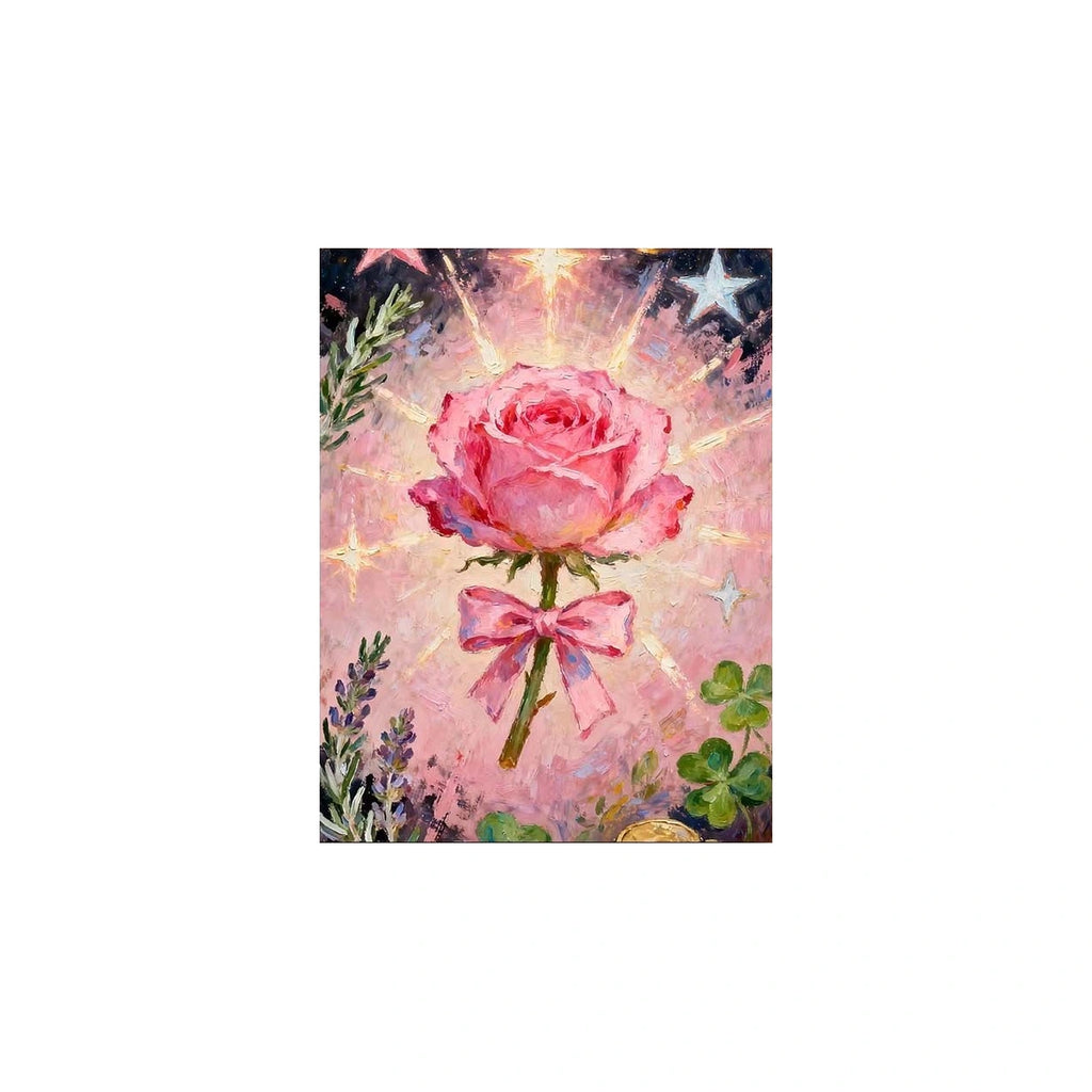 Pink Rose Under Glass Dome completed original artwork on a clean white background