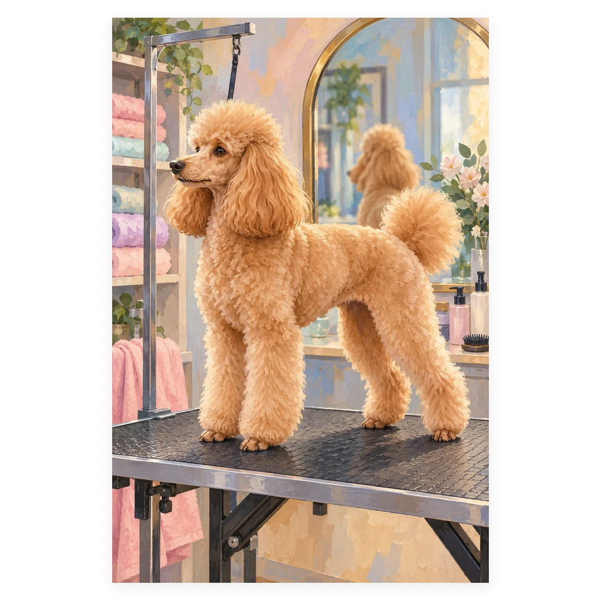Poodle Grooming Day at the Salon completed artwork on a clean white background