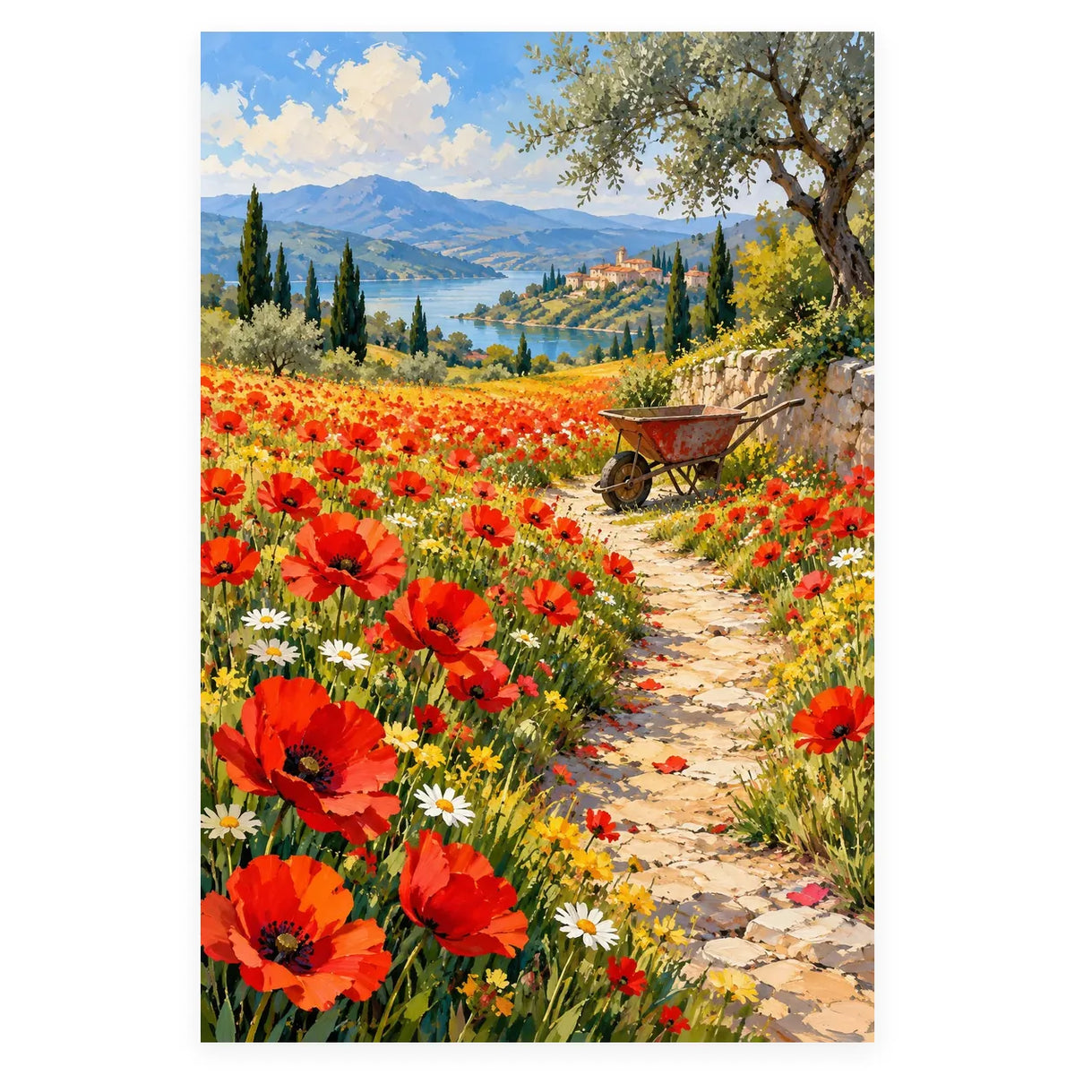 Poppy Field Red Wheelbarrow completed artwork on a clean white background
