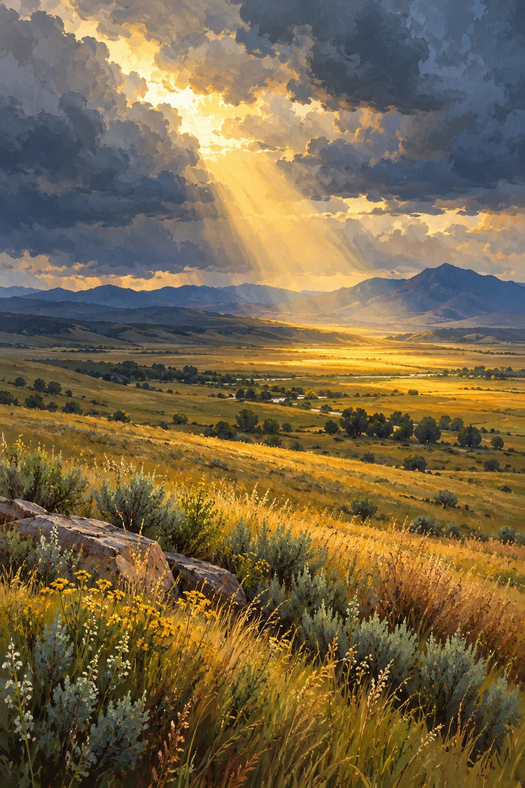 Completed Prairie Storm Sunbreak artwork on a clean white background