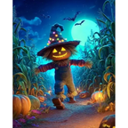 Pumpkin Glow Night paint by numbers original artwork