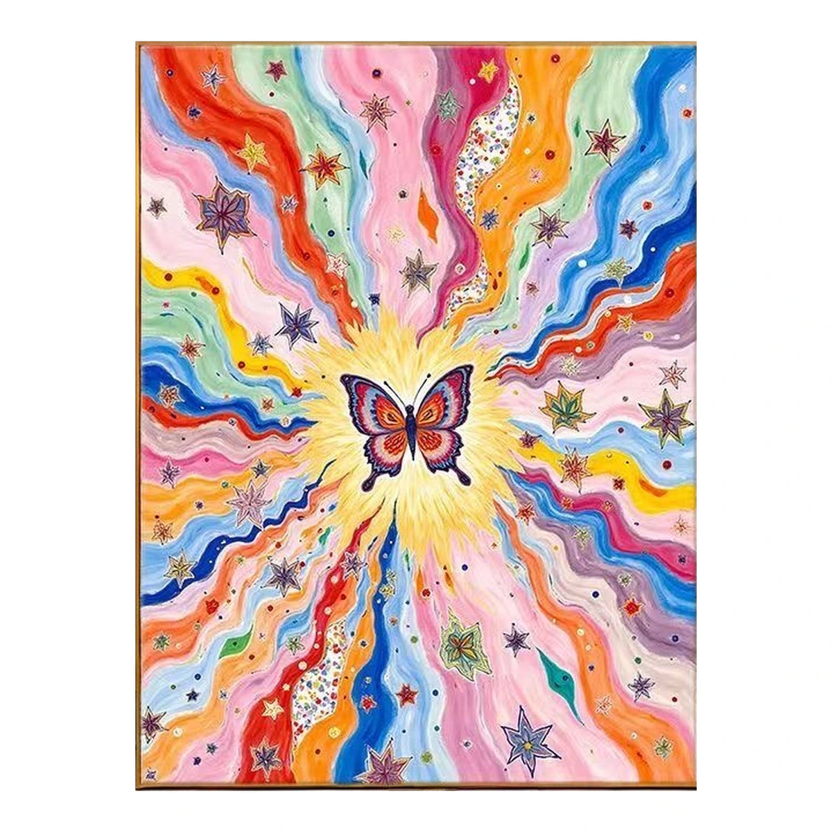Rainbow Butterfly Starburst completed artwork on a clean white background