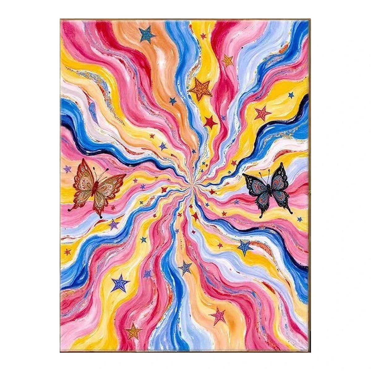 Rainbow Swirl Butterfly Abstract completed artwork on a clean white background
